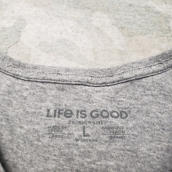 Life Is Good Top Womens Large Gray V-Neck Short Sleeve Crusher Tee - Picture 4 of 9